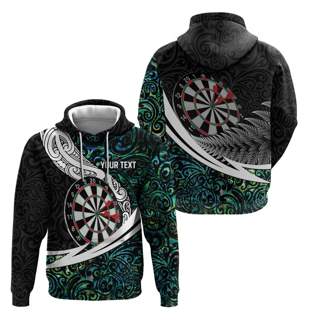 Personalized NZ Darts Hoodie Paua Shell Maori Koru Whakairo - Polynesian Pride