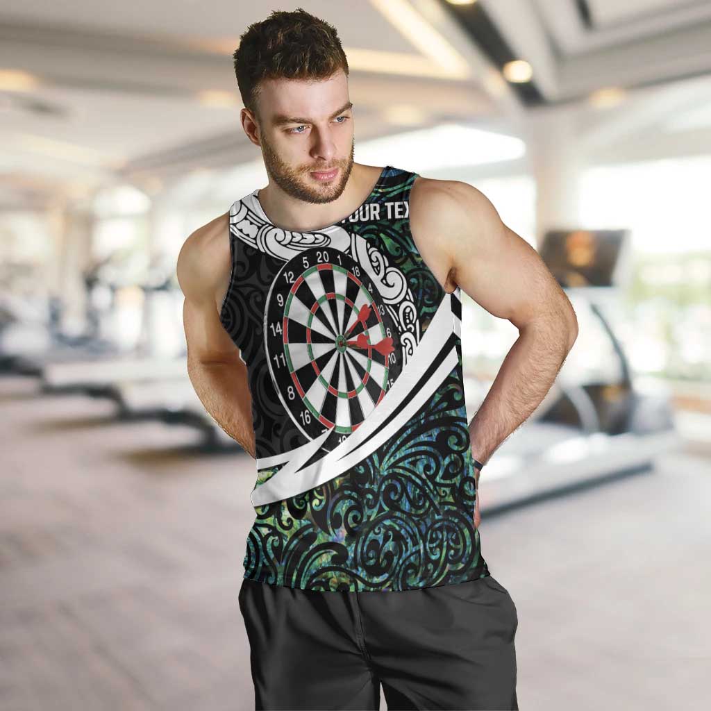 Personalized NZ Darts Men Tank Top Paua Shell Maori Koru Whakairo - Polynesian Pride
