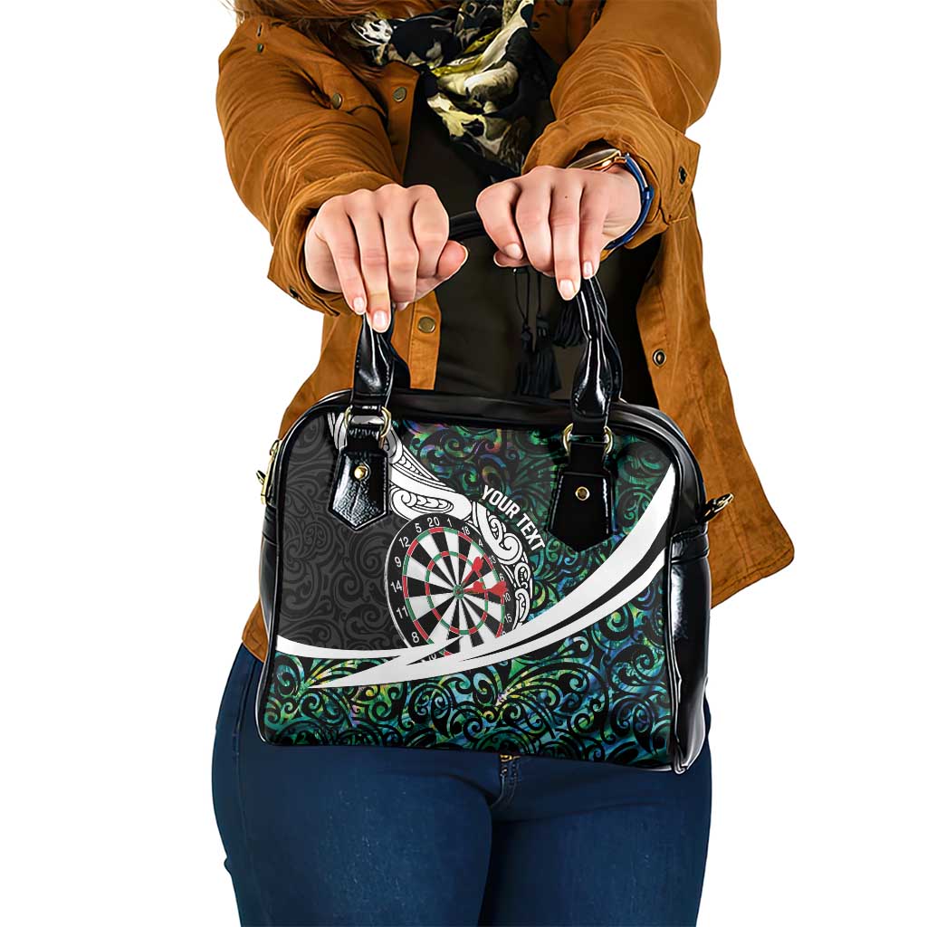 Personalized NZ Darts Shoulder Handbag Paua Shell Maori Koru Whakairo - Polynesian Pride