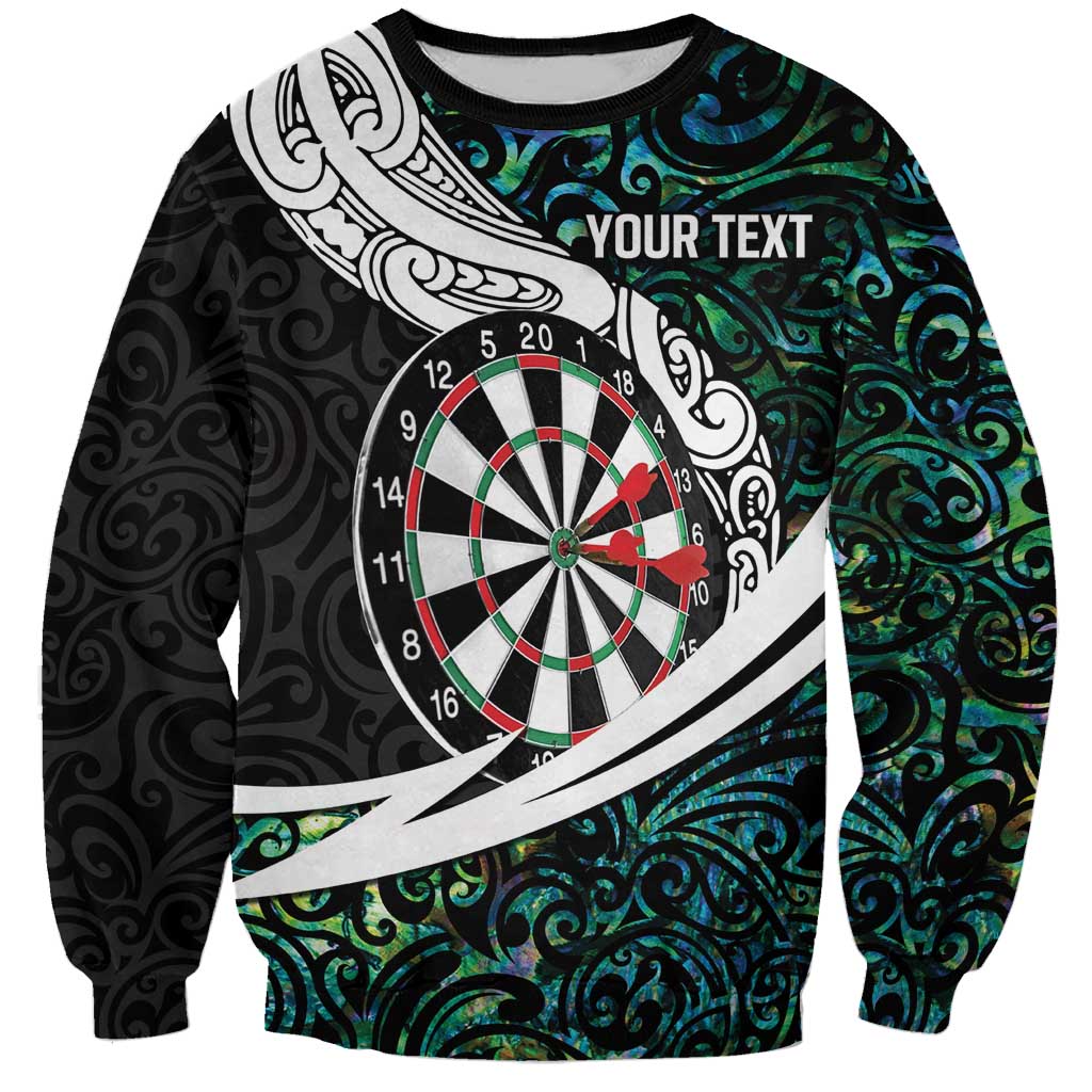 Personalized NZ Darts Sweatshirt Paua Shell Maori Koru Whakairo - Polynesian Pride