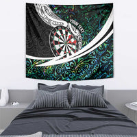 Personalized NZ Darts Tapestry Paua Shell Maori Koru Whakairo - Polynesian Pride