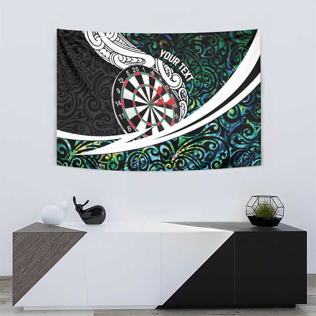 Personalized NZ Darts Tapestry Paua Shell Maori Koru Whakairo - Polynesian Pride