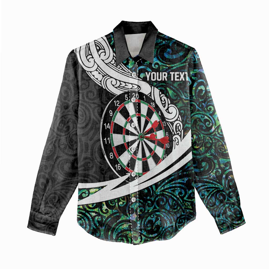 Personalized NZ Darts Women Casual Shirt Paua Shell Maori Koru Whakairo - Polynesian Pride