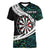 Personalized NZ Darts Women V-Neck T-Shirt Paua Shell Maori Koru Whakairo - Polynesian Pride