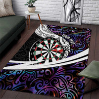Personalized NZ Darts Area Rug Paua Shell Maori Koru Whakairo - Purple - Polynesian Pride