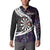 Personalized NZ Darts Button Sweatshirt Paua Shell Maori Koru Whakairo - Purple - Polynesian Pride