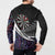 Personalized NZ Darts Button Sweatshirt Paua Shell Maori Koru Whakairo - Purple - Polynesian Pride