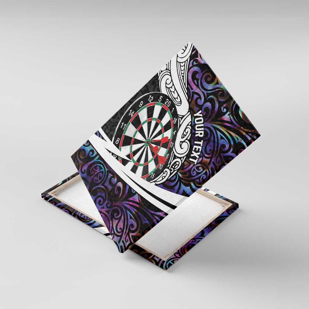 Personalized NZ Darts Canvas Wall Art Paua Shell Maori Koru Whakairo - Purple - Polynesian Pride
