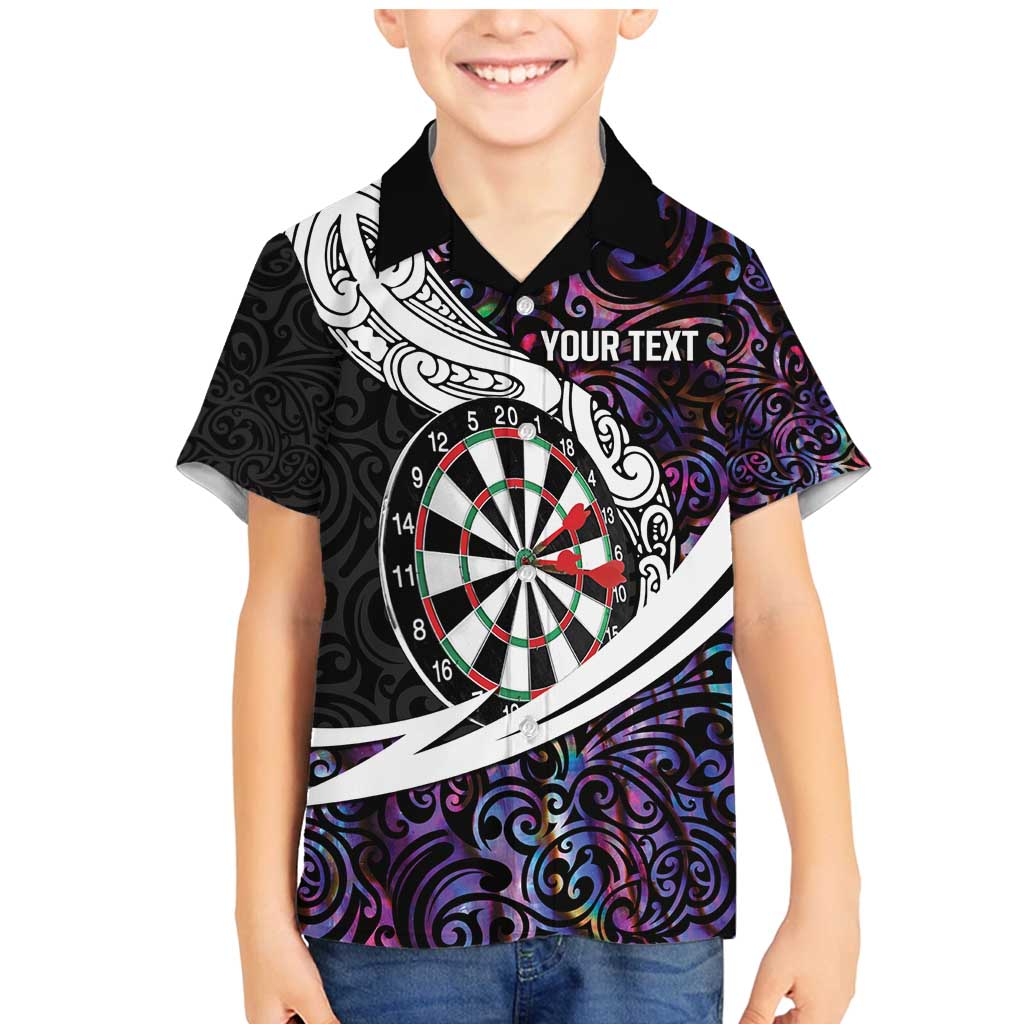 Personalized NZ Darts Family Matching Mermaid Dress and Hawaiian Shirt Paua Shell Maori Koru Whakairo - Purple - Polynesian Pride