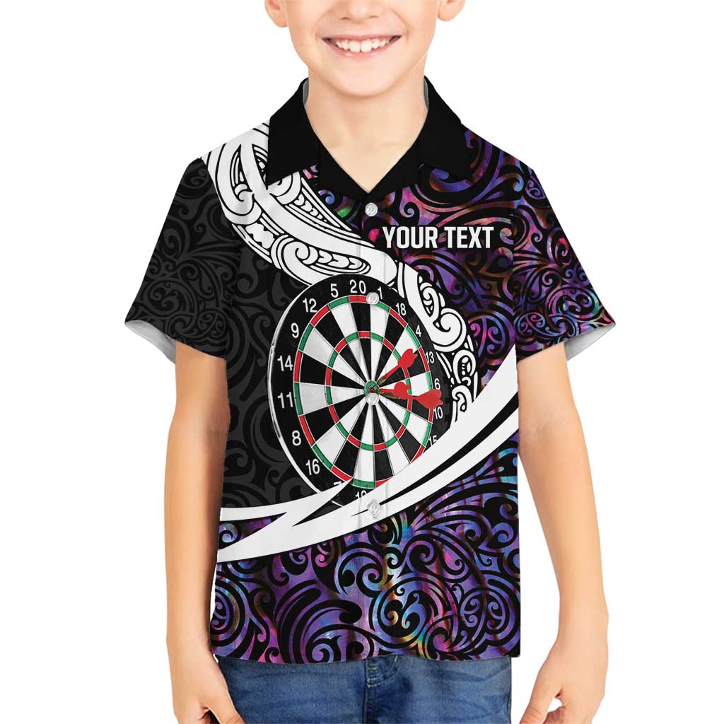 Personalized NZ Darts Family Matching Summer Maxi Dress and Hawaiian Shirt Paua Shell Maori Koru Whakairo - Purple - Polynesian Pride