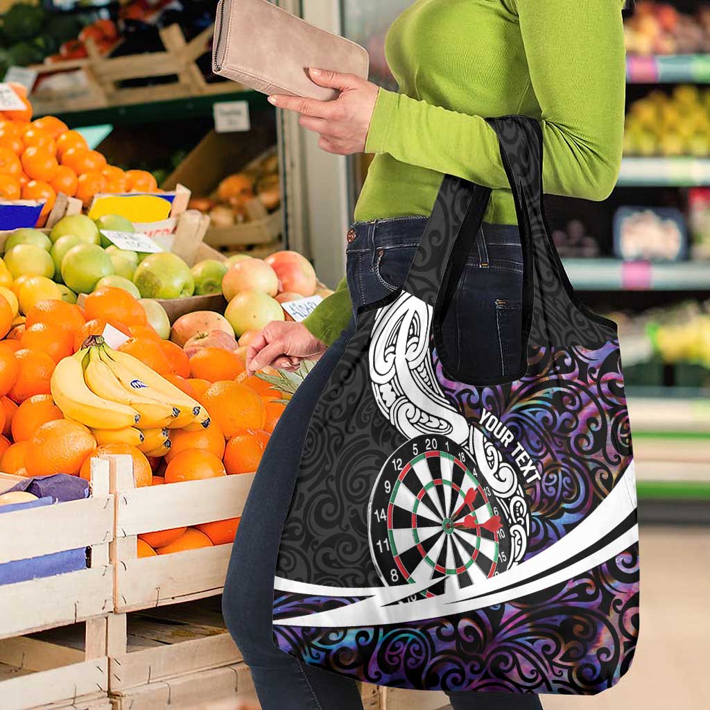 Personalized NZ Darts Grocery Bag Paua Shell Maori Koru Whakairo - Purple - Polynesian Pride