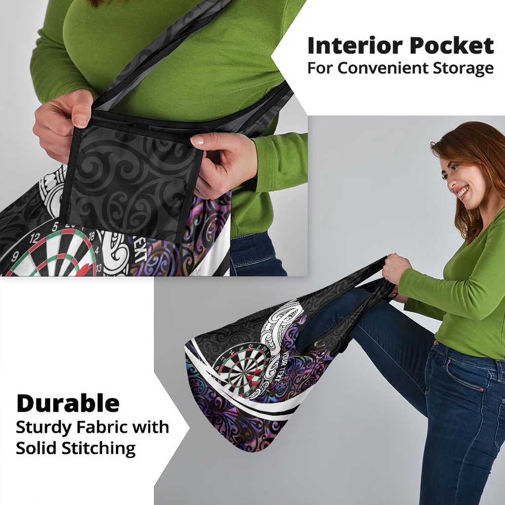 Personalized NZ Darts Grocery Bag Paua Shell Maori Koru Whakairo - Purple - Polynesian Pride