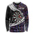 Personalized NZ Darts Long Sleeve Shirt Paua Shell Maori Koru Whakairo - Purple - Polynesian Pride
