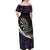 Personalized NZ Darts Off Shoulder Maxi Dress Paua Shell Maori Koru Whakairo - Purple - Polynesian Pride