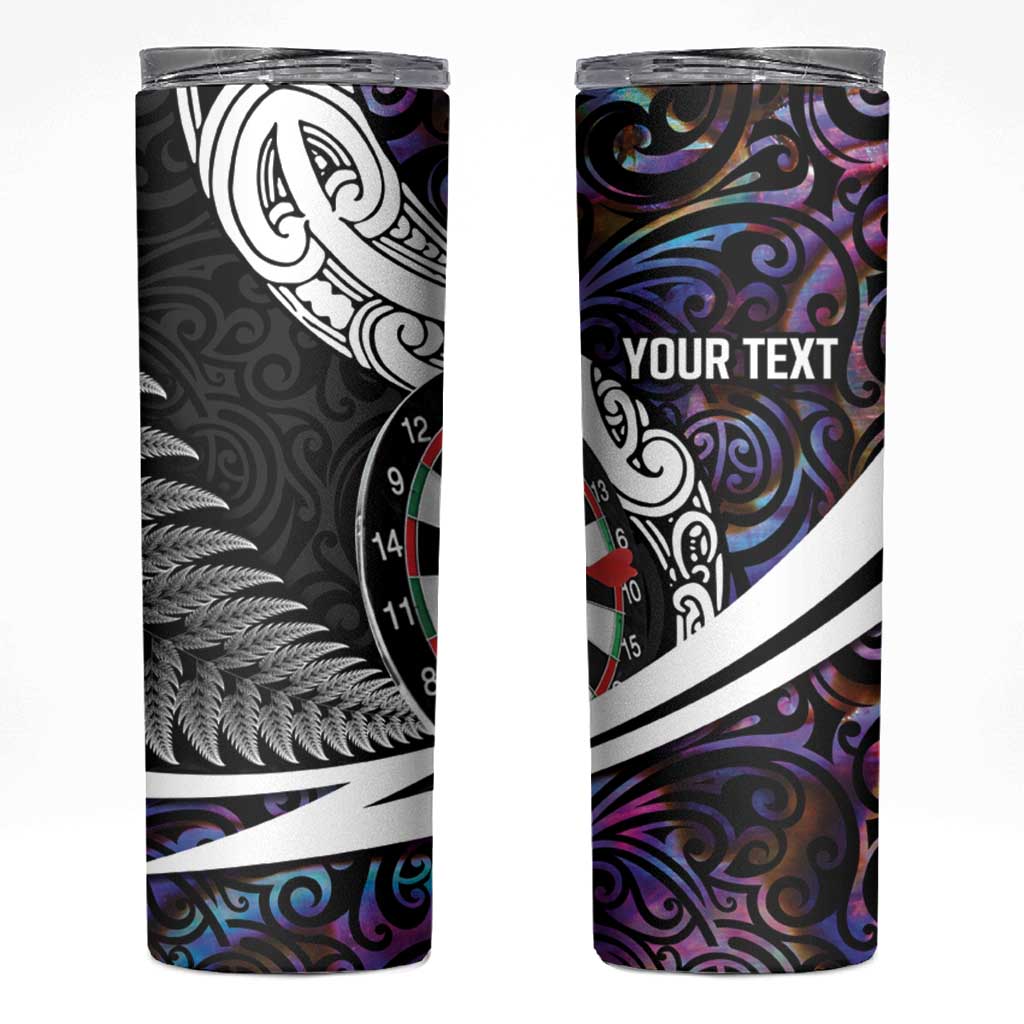 Personalized NZ Darts Skinny Tumbler Paua Shell Maori Koru Whakairo - Purple - Polynesian Pride