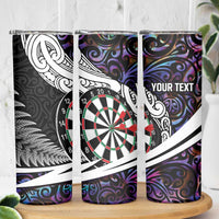 Personalized NZ Darts Skinny Tumbler Paua Shell Maori Koru Whakairo - Purple - Polynesian Pride