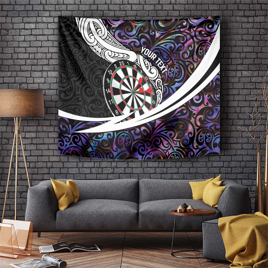 Personalized NZ Darts Tapestry Paua Shell Maori Koru Whakairo - Purple - Polynesian Pride