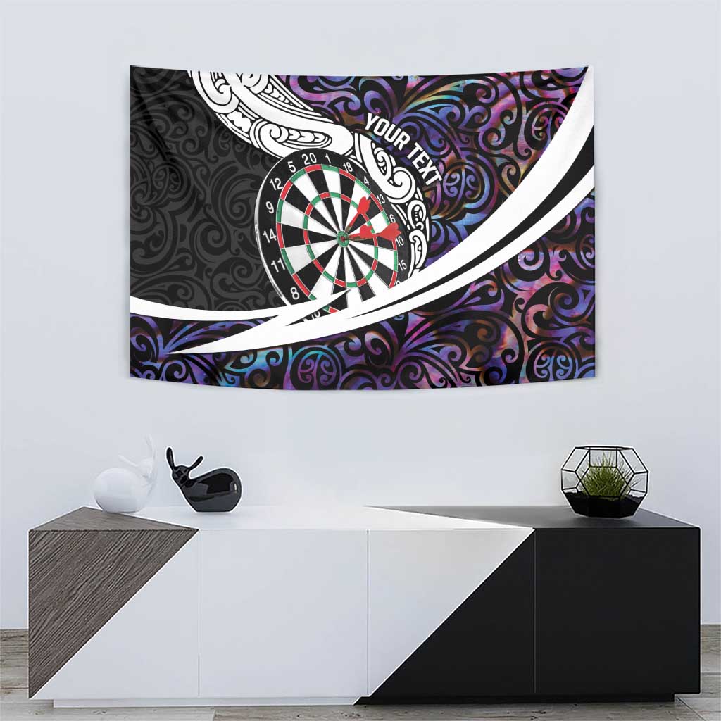 Personalized NZ Darts Tapestry Paua Shell Maori Koru Whakairo - Purple - Polynesian Pride