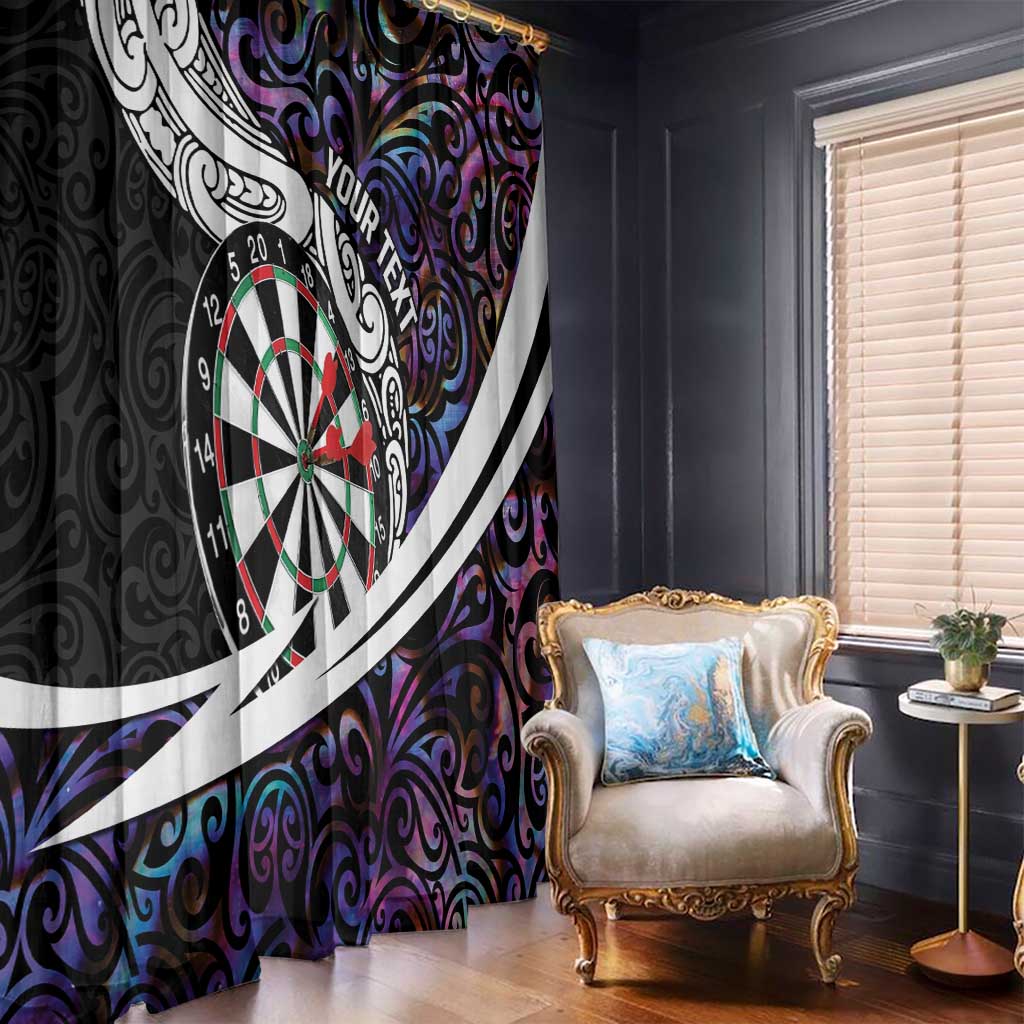Personalized NZ Darts Window Curtain Paua Shell Maori Koru Whakairo - Purple - Polynesian Pride