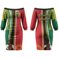 Ni-Vanuatu Indipendens Dei Celebretem Couples Matching Off The Shoulder Long Sleeve Dress and Hawaiian Shirt Yumi Yumi Yumi