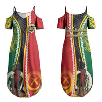 Ni-Vanuatu Indipendens Dei Celebretem Couples Matching Summer Maxi Dress and Long Sleeve Button Shirt Yumi Yumi Yumi