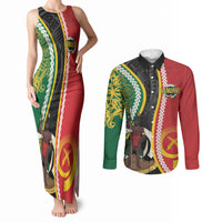 Ni-Vanuatu Indipendens Dei Celebretem Couples Matching Tank Maxi Dress and Long Sleeve Button Shirt Yumi Yumi Yumi