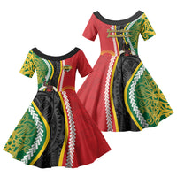 Ni-Vanuatu Indipendens Dei Celebretem Family Matching Off Shoulder Short Dress and Hawaiian Shirt Yumi Yumi Yumi