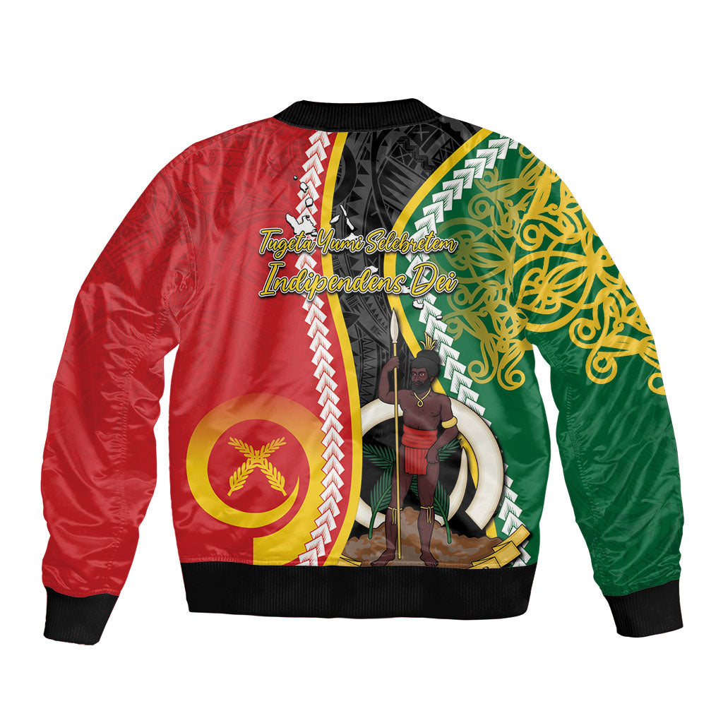 Ni-Vanuatu Indipendens Dei Celebretem Sleeve Zip Bomber Jacket Yumi Yumi Yumi