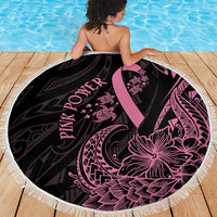 Polynesian Pink Power Beach Blanket Breast Cancer Ribbon Turtle and Flowers
