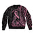 Polynesian Pink Power Bomber Jacket Breast Cancer Ribbon Turtle and Flowers