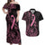 Polynesian Pink Power Couples Matching Off Shoulder Maxi Dress and Hawaiian Shirt Breast Cancer Ribbon Turtle and Flowers