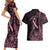 Polynesian Pink Power Couples Matching Short Sleeve Bodycon Dress and Hawaiian Shirt Breast Cancer Ribbon Turtle and Flowers