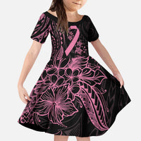 Polynesian Pink Power Family Matching Puletasi and Hawaiian Shirt Breast Cancer Ribbon Turtle and Flowers LT7 Daughter's Dress Pink - Polynesian Pride