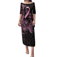 Polynesian Pink Power Family Matching Puletasi and Hawaiian Shirt Breast Cancer Ribbon Turtle and Flowers LT7 Mom's Dress Pink - Polynesian Pride