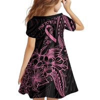Polynesian Pink Power Family Matching Short Sleeve Bodycon Dress and Hawaiian Shirt Breast Cancer Ribbon Turtle and Flowers LT7 - Polynesian Pride