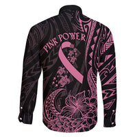 Polynesian Pink Power Family Matching Short Sleeve Bodycon Dress and Hawaiian Shirt Breast Cancer Ribbon Turtle and Flowers LT7 - Polynesian Pride
