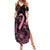 Polynesian Pink Power Summer Maxi Dress Breast Cancer Ribbon Turtle and Flowers