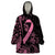 Polynesian Pink Power Wearable Blanket Hoodie Breast Cancer Ribbon Turtle and Flowers