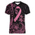 Polynesian Pink Power Women V-Neck T-Shirt Breast Cancer Ribbon Turtle and Flowers