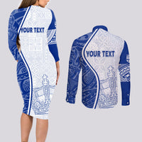 Personalised Queen Victoria School Couples Matching Long Sleeve Bodycon Dress and Long Sleeve Button Shirts QVS Old Boys LT7 - Polynesian Pride