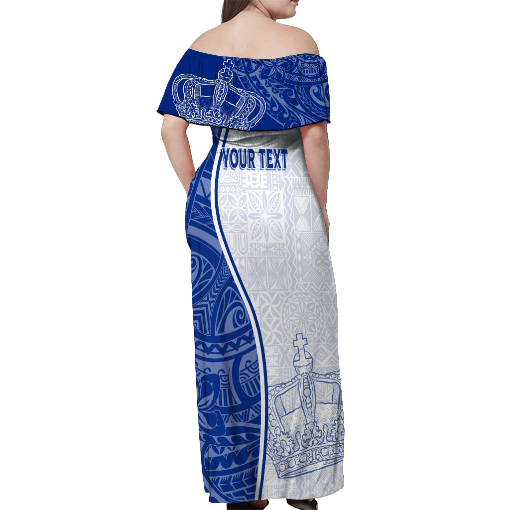 Personalised Queen Victoria School Off Shoulder Maxi Dress QVS Old Boys LT7 - Polynesian Pride
