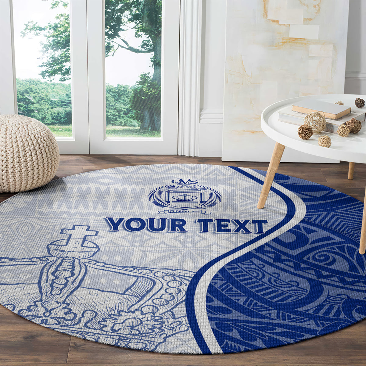 Personalised Queen Victoria School Round Carpet QVS Old Boys LT7 - Polynesian Pride
