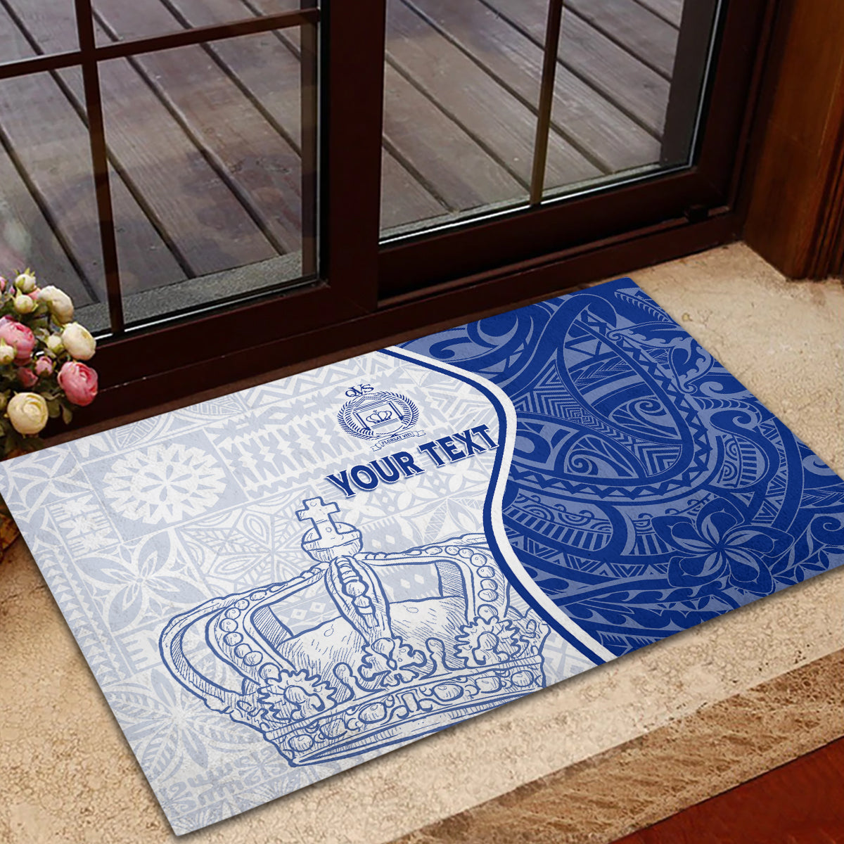 Personalised Queen Victoria School Rubber Doormat QVS Old Boys LT7 - Polynesian Pride