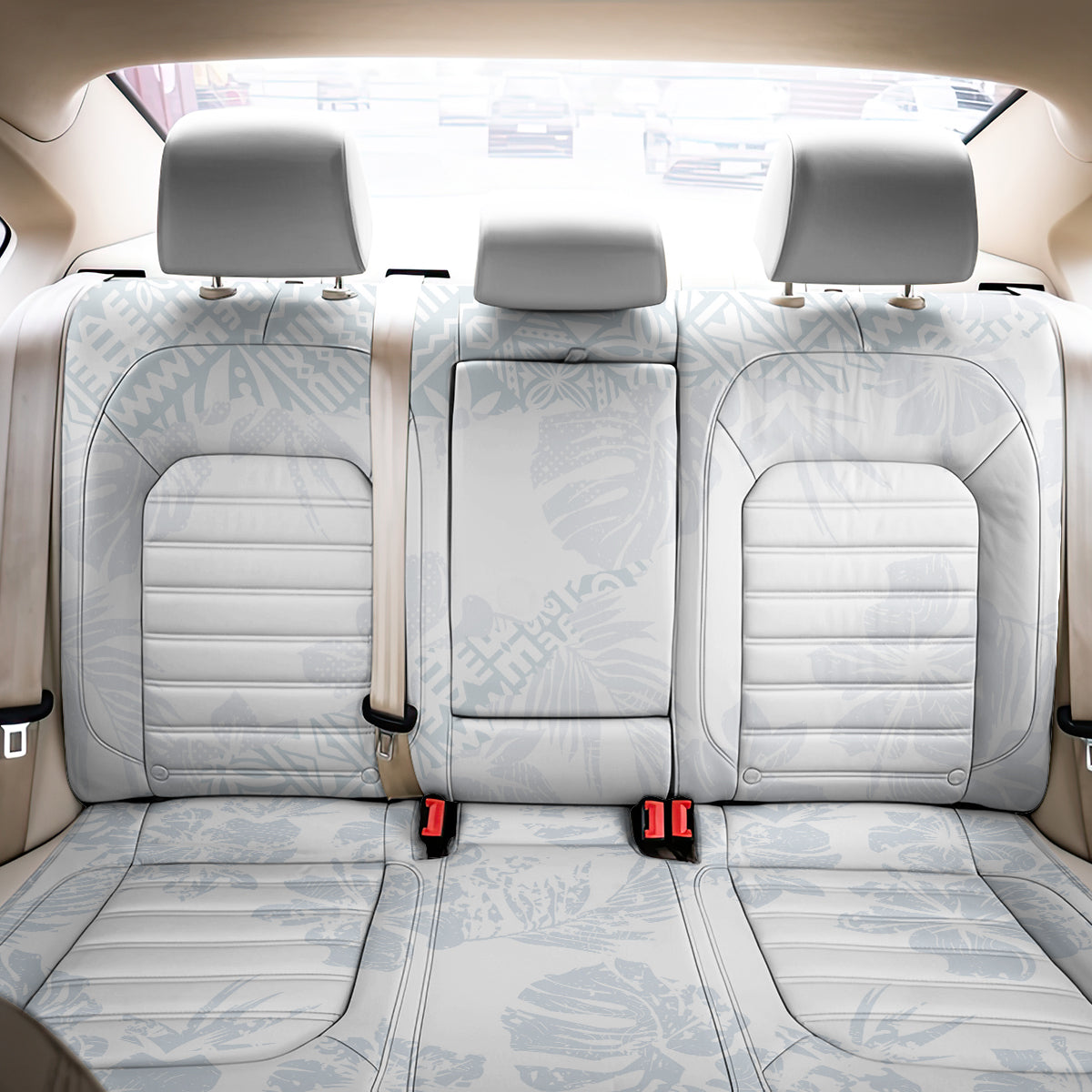 Samoa White Sunday Back Car Seat Cover Hibiscus Special