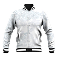Samoa White Sunday Baseball Jacket Hibiscus Special LT7 Unisex White - Polynesian Pride
