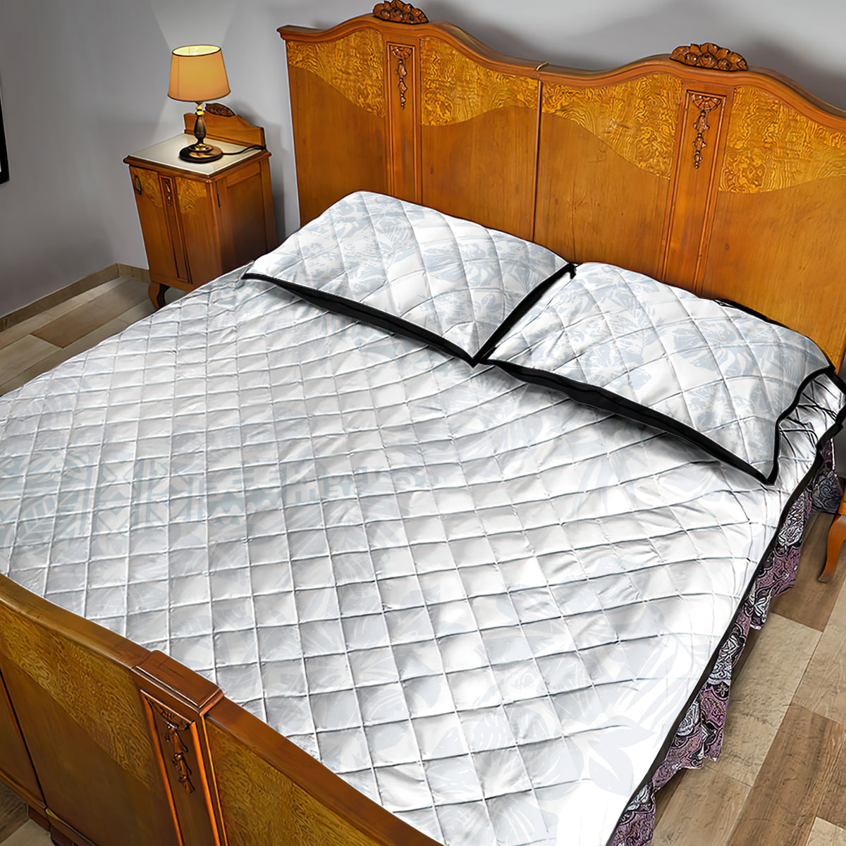 Samoa White Sunday Quilt Bed Set Hibiscus Special LT7 - Polynesian Pride