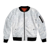 Samoa White Sunday Sleeve Zip Bomber Jacket Hibiscus Special LT7 Unisex White - Polynesian Pride