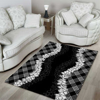 Hawaii Aloha Plumeria Lei Black Palaka Area Rug - Polynesian Pride