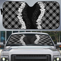 Hawaii Aloha Plumeria Lei Black Palaka Auto Sun Shade - Polynesian Pride