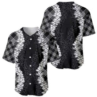 Hawaii Aloha Plumeria Lei Black Palaka Baseball Jersey LT7 - Polynesian Pride